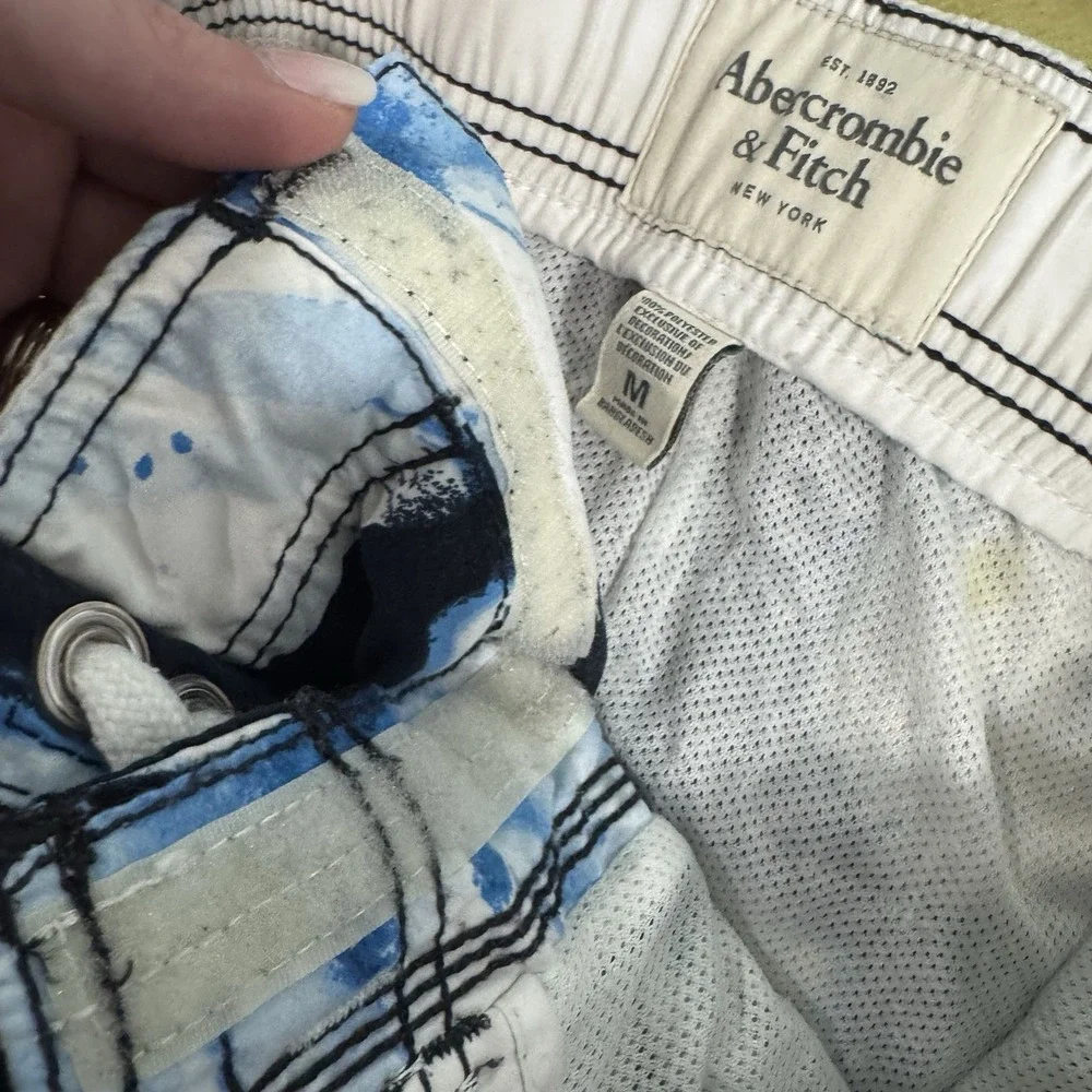 VTG Abercrombie Fitch Swim Trunks Y2K Mens‎ Medium Blue Floral Baggy Shorts